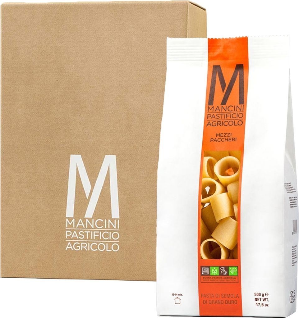 Mancini Pastificio Agricolo - Mezzi Paccheri - Italienische handwerkliche Nudeln - 12 x 500 g