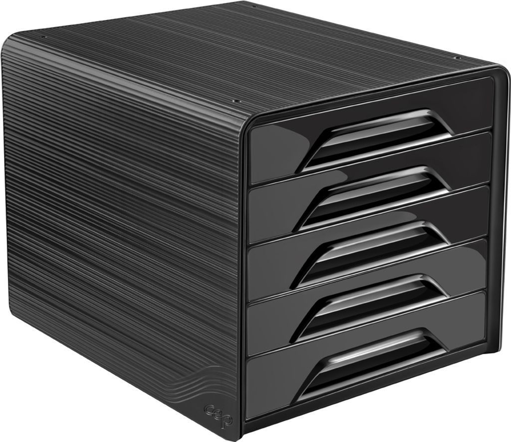 CEP Office Solution Schubladenbox Smoove schwarz/weiß DIN A4 mit 5 Schubladen
