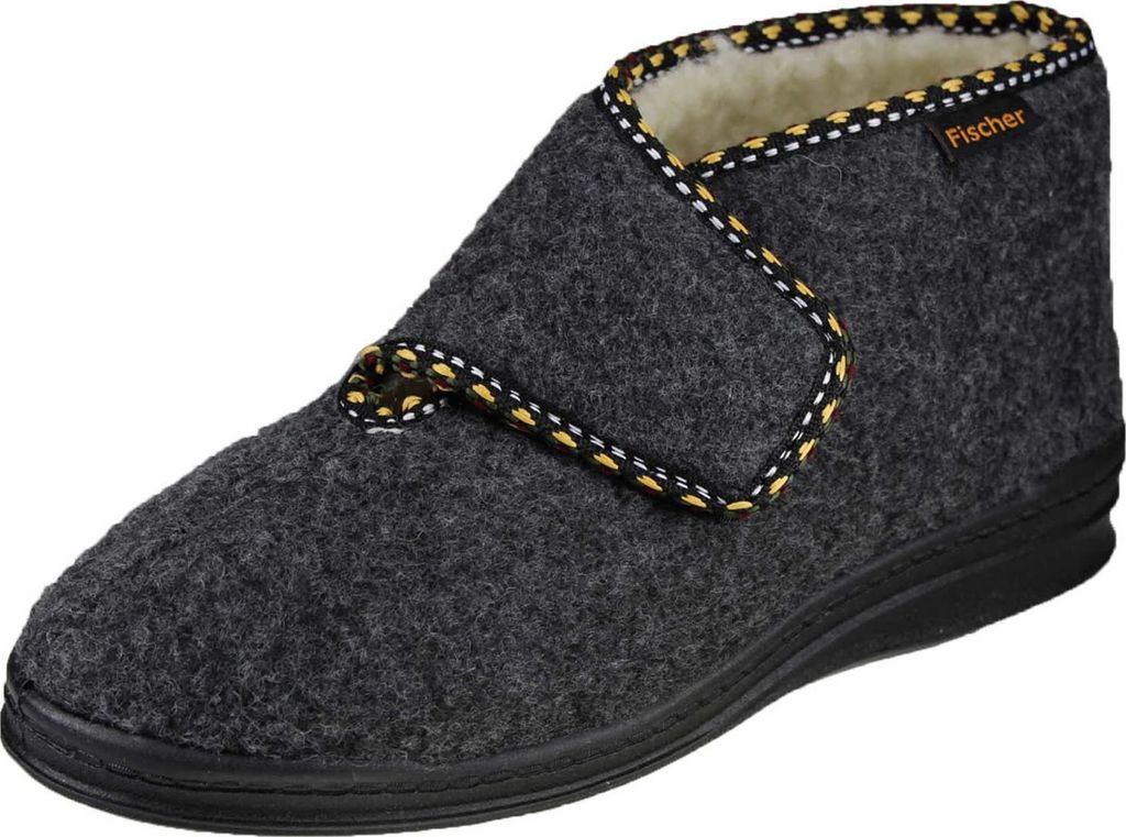 Fischer Schuhe Hausschuhe Klett Wolle Damen 31373132383636 Grau 42 EU