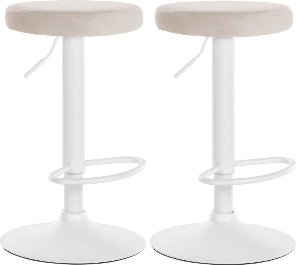 2er Set Barhocker HLO-CP291 Samt weiß creme