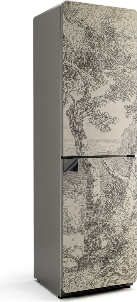 Archaische Baumskizze – Magnetische Kühlschrank Abdeckung – Dekorfolie magnetisch Küche – Kühlschrank Magnet Deko – selbstklebende Magne...