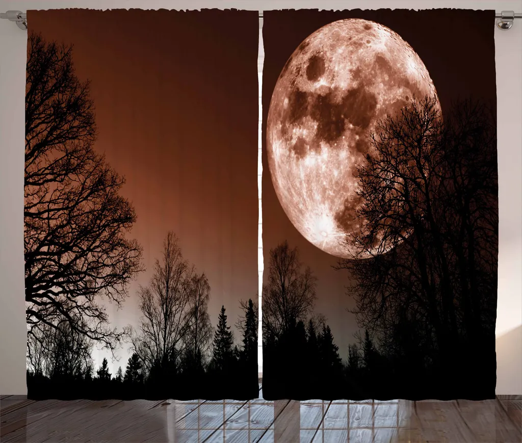 Rideau forêt abstraite colorée en tissu de qualité 280x225 cm Noir
