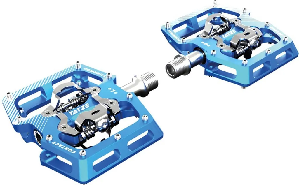 Pédales automatiques VTT Tatze CONTACT DOWNHILL bleues en alu CNC