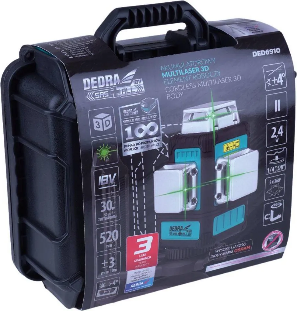 Niveau Laser de Chantier 3D Vert Ded6910 pour Alignement Horizontal 360°