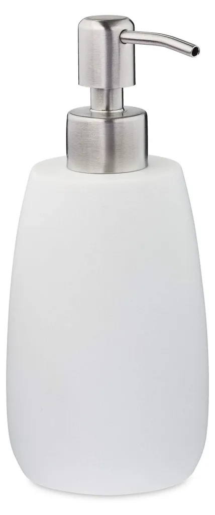 Distributeur de savon 300ml en polyrésine blanche avec pompe inox
