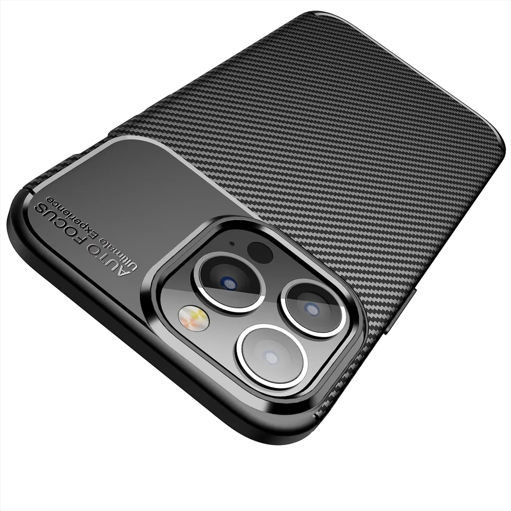 AVANA iPhone 15 Pro Max Custodia in silicone Custodia sottile nero carbonio ottico