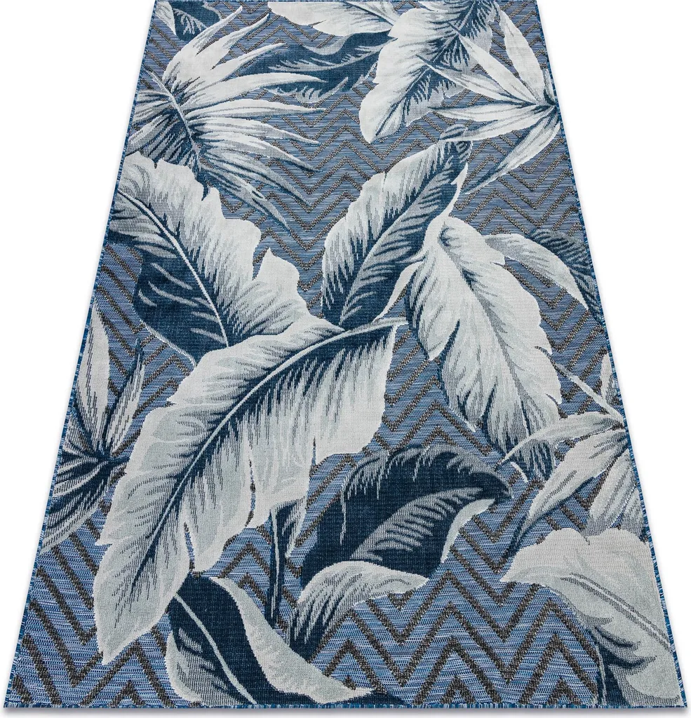 Tapis extérieur tissé plat bleu pour balcon et terrasse 78x150 cm