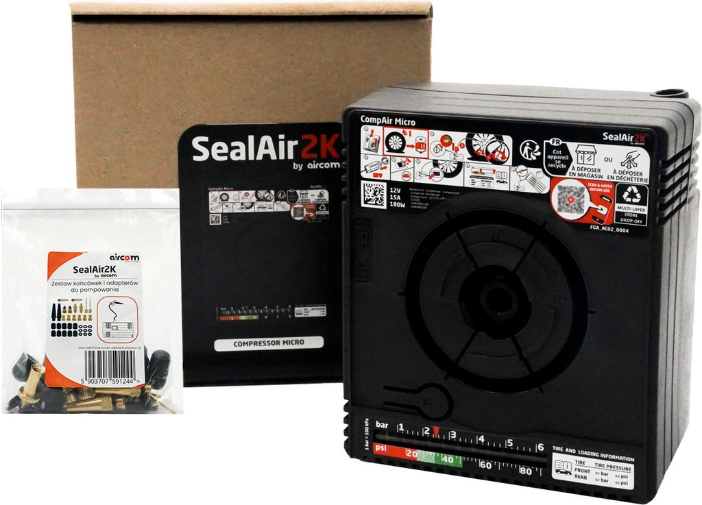 SEALAIR2K MICRO KOMPRESSOR AIRCOM mit ADAPTER SET - AUFPUMPTIPPS