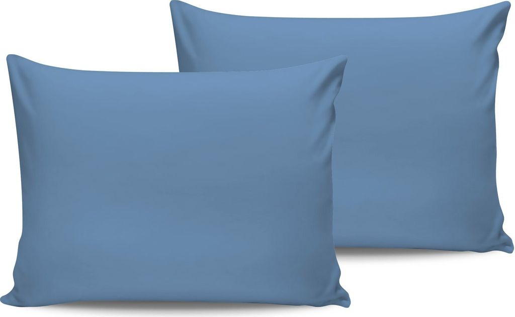 L'Essentiel Linge de Maison, Blue, Blau, Kissenbezug-Set (2 Stück), 100 % BAUMWOLLE RANFORCE, 50 x 70 cm