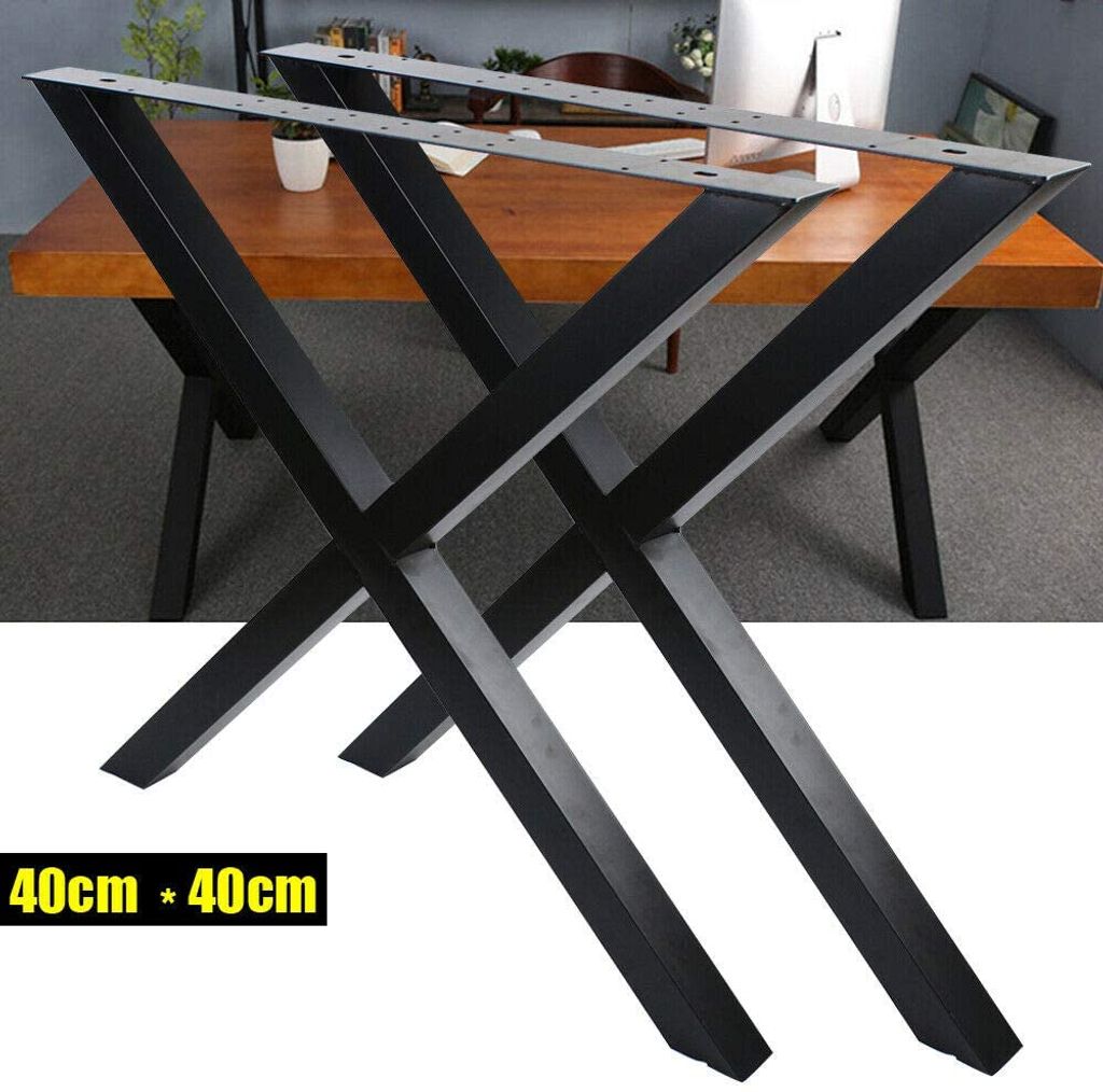 2x Tischbeine X Form Tischgestell Tischuntergestell Kreuzgestell Loft Tischkufen 
