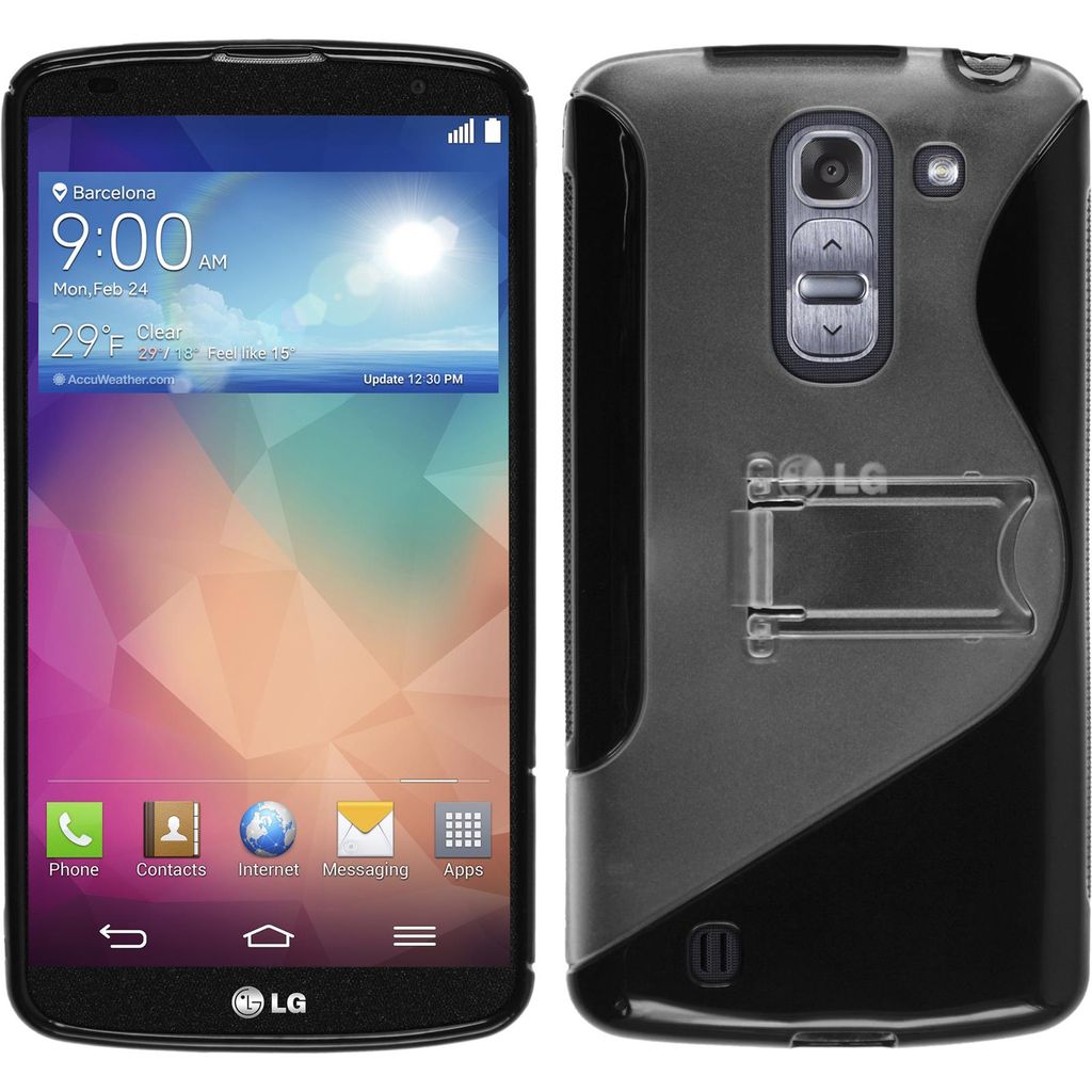 PhoneNatic Case kompatibel mit LG G Pro 2 - schwarz Silikon Hülle + 2 Schutzfolien