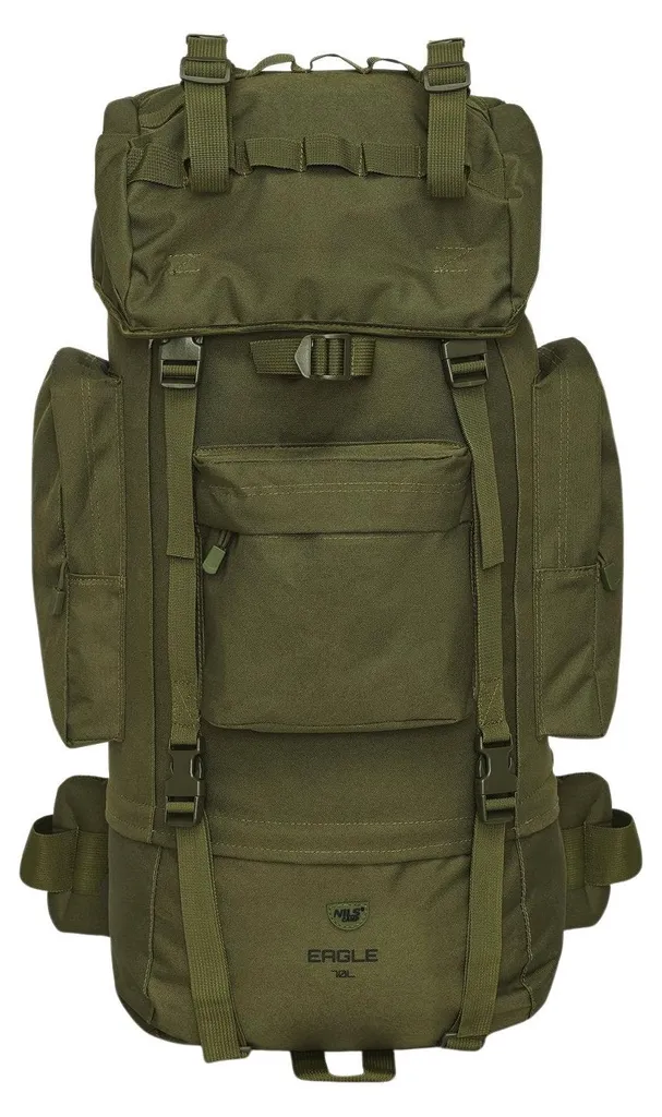 Sac à dos tactique 70L vert aigle - Système MOLLE et dos ergonomique