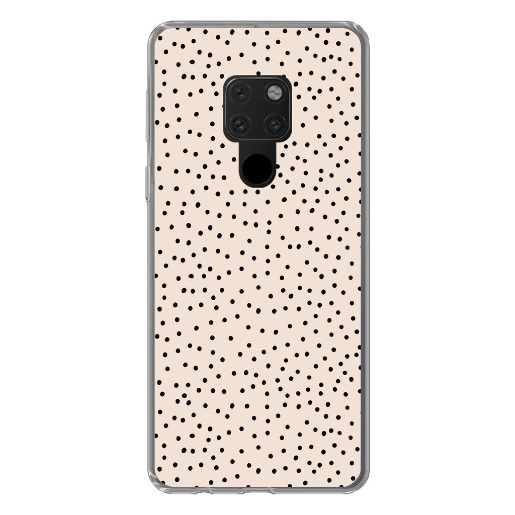 MuchoWow Handyhülle Schutzhülle Hülle für Huawei P40 Lite Polka dot - Beige - Schwarz Silikon Softcase Handy Hülle - Handy
