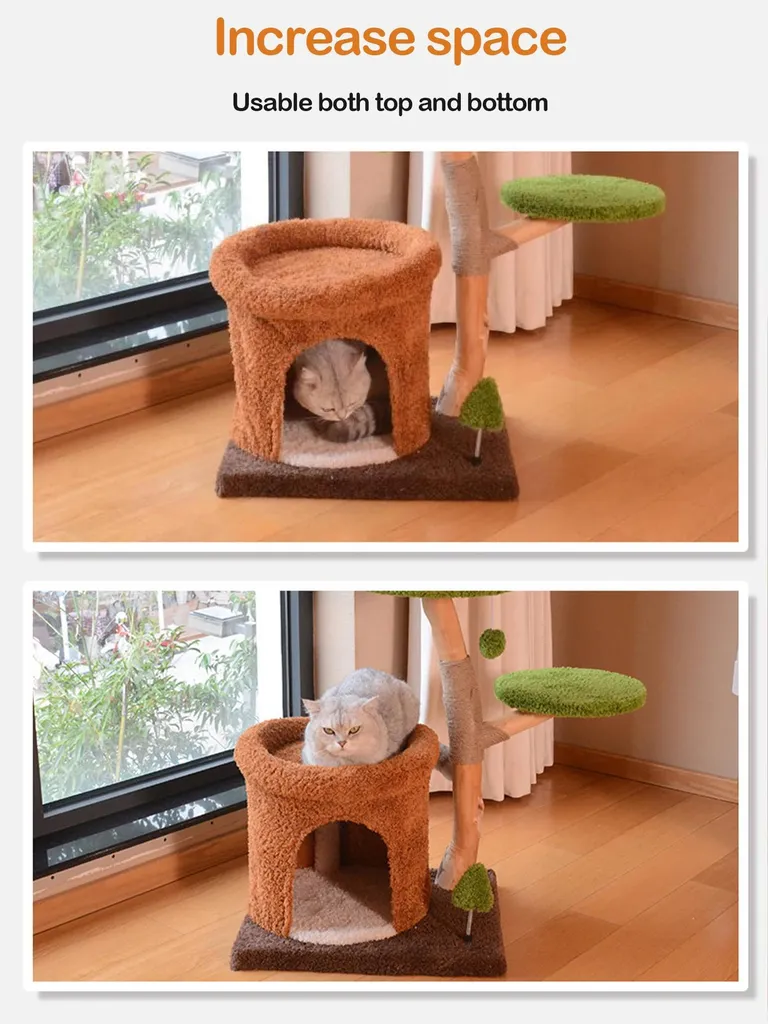 Katzenvilla Arbre à Chat en Bois 3 Niveaux Design Épuré pour Intérieur - 9