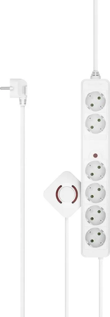 Bloc multiprise 6 socles avec commande au pied déportée 3 mètres