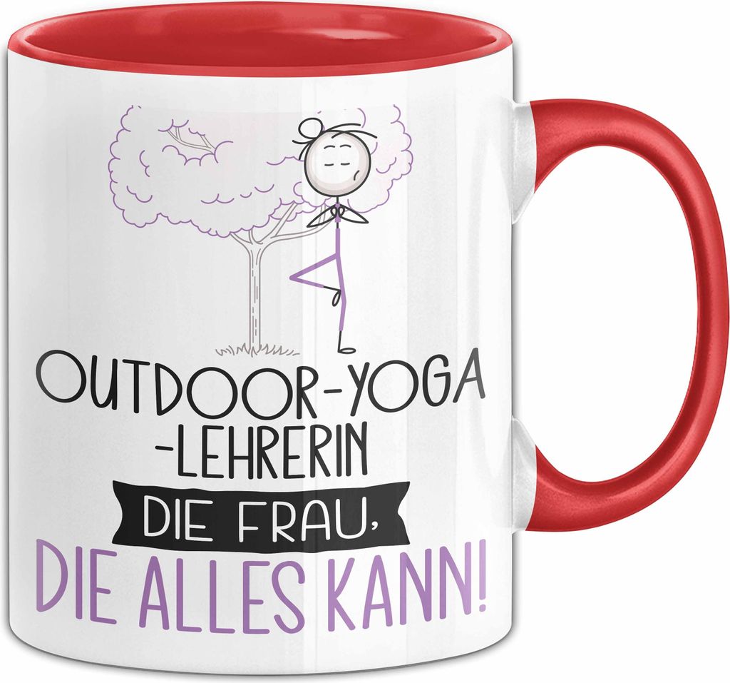 Outdoor-Yoga-Lehrerin Geschenk Tasse Becher Die Frau Die Allen Kann Geschenkidee für eine Outdoor-Yoga-Lehrerin Lustig (Rot)