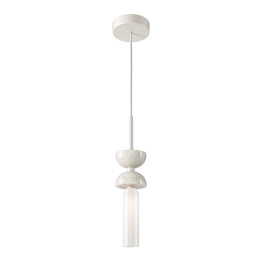 Pendelleuchte Glas Metall G9 Ø 10 cm rund H: max. 336,5 cm Weiß (Marmor) Weiß Modern Hängeleuchte
