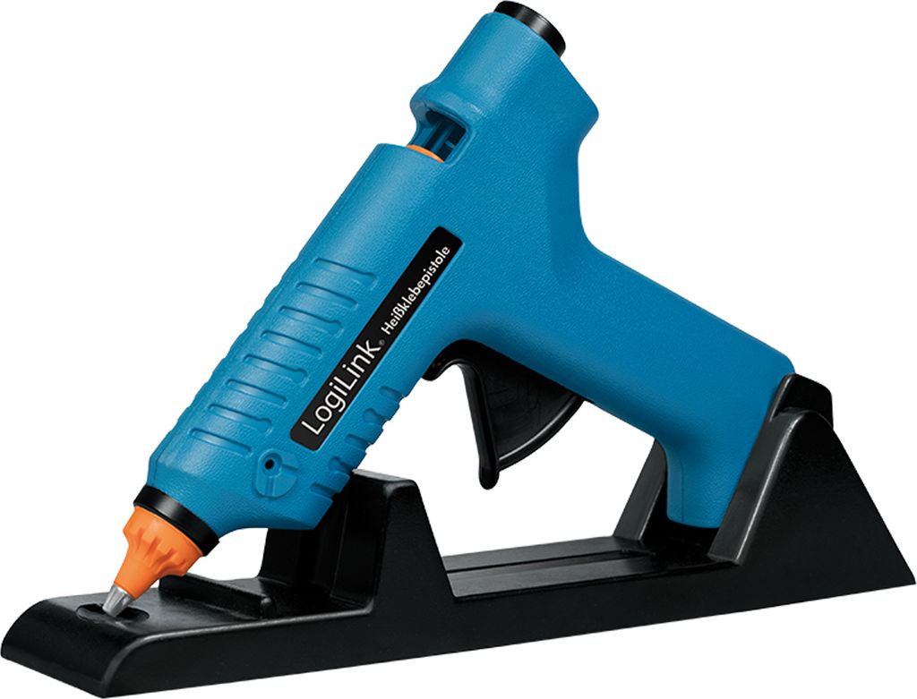 LogiLink Heißklebepistole 80 Watt kabellos blau mit Ladestation