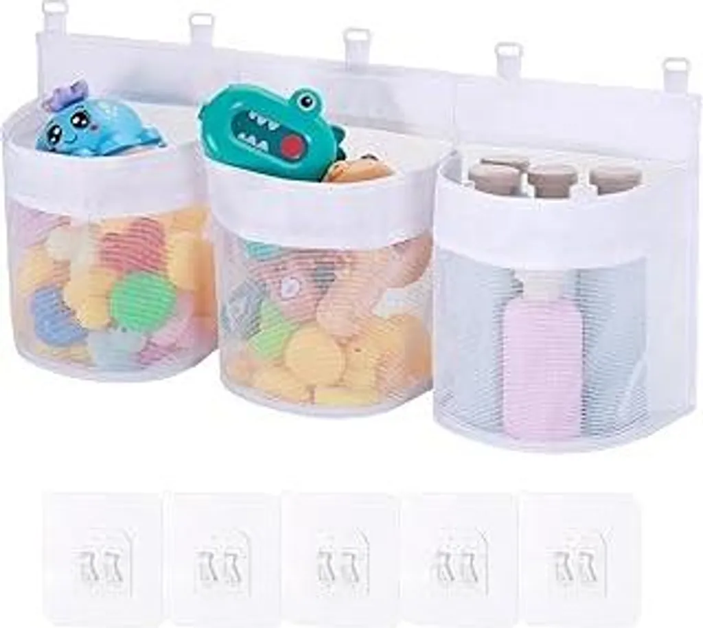 Huiguli Sacchetto portaoggetti per giocattoli da bagno, sacchetto organizer da appendere per giocattoli da bagno, sacchetto in rete per riporre i giocattoli dei bambini e dei neonati, per conservare e ordinare i giocattoli (A-KB)