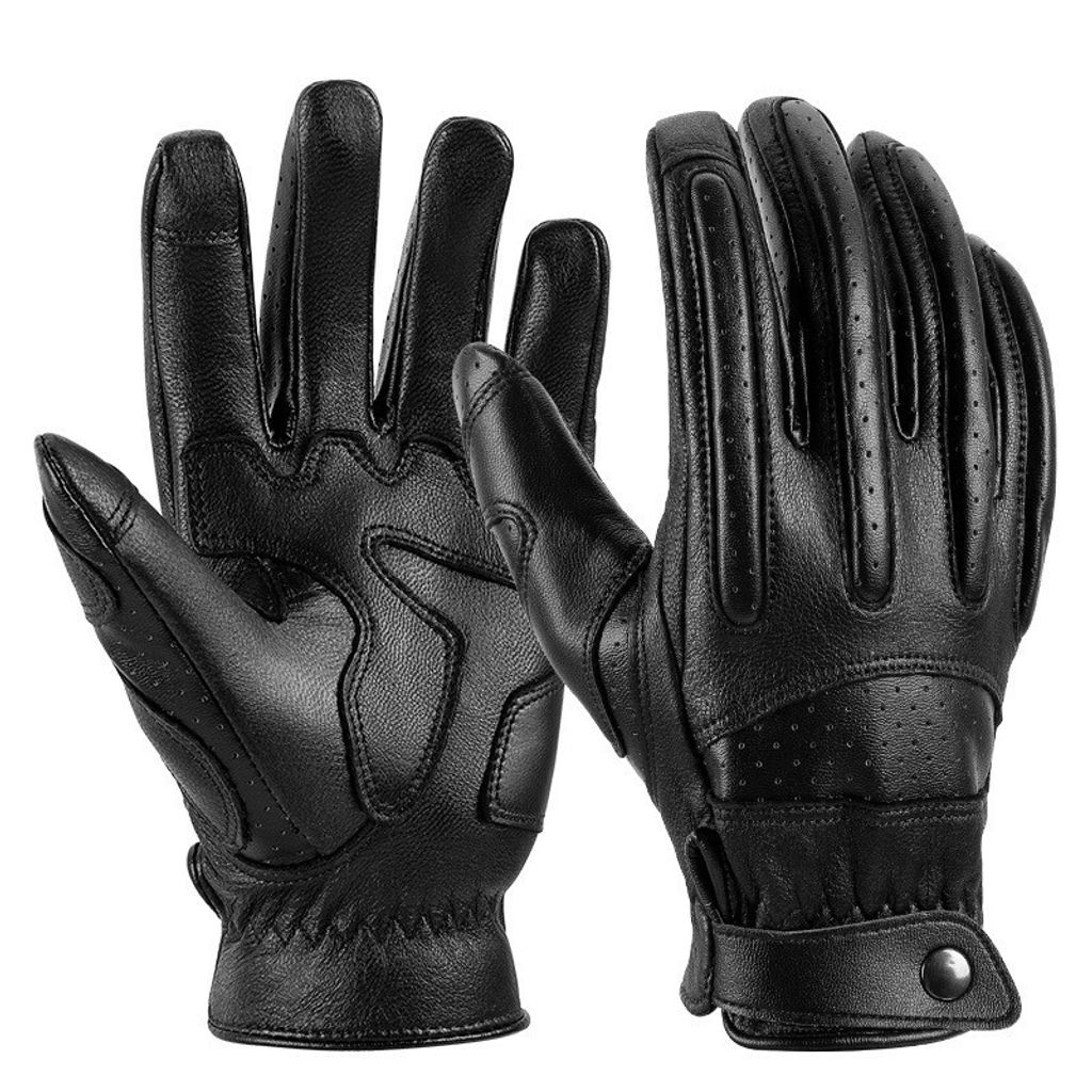 INF Motorradhandschuhe – Schwarz (Touchscreen, verlängerte Rückseite) XL