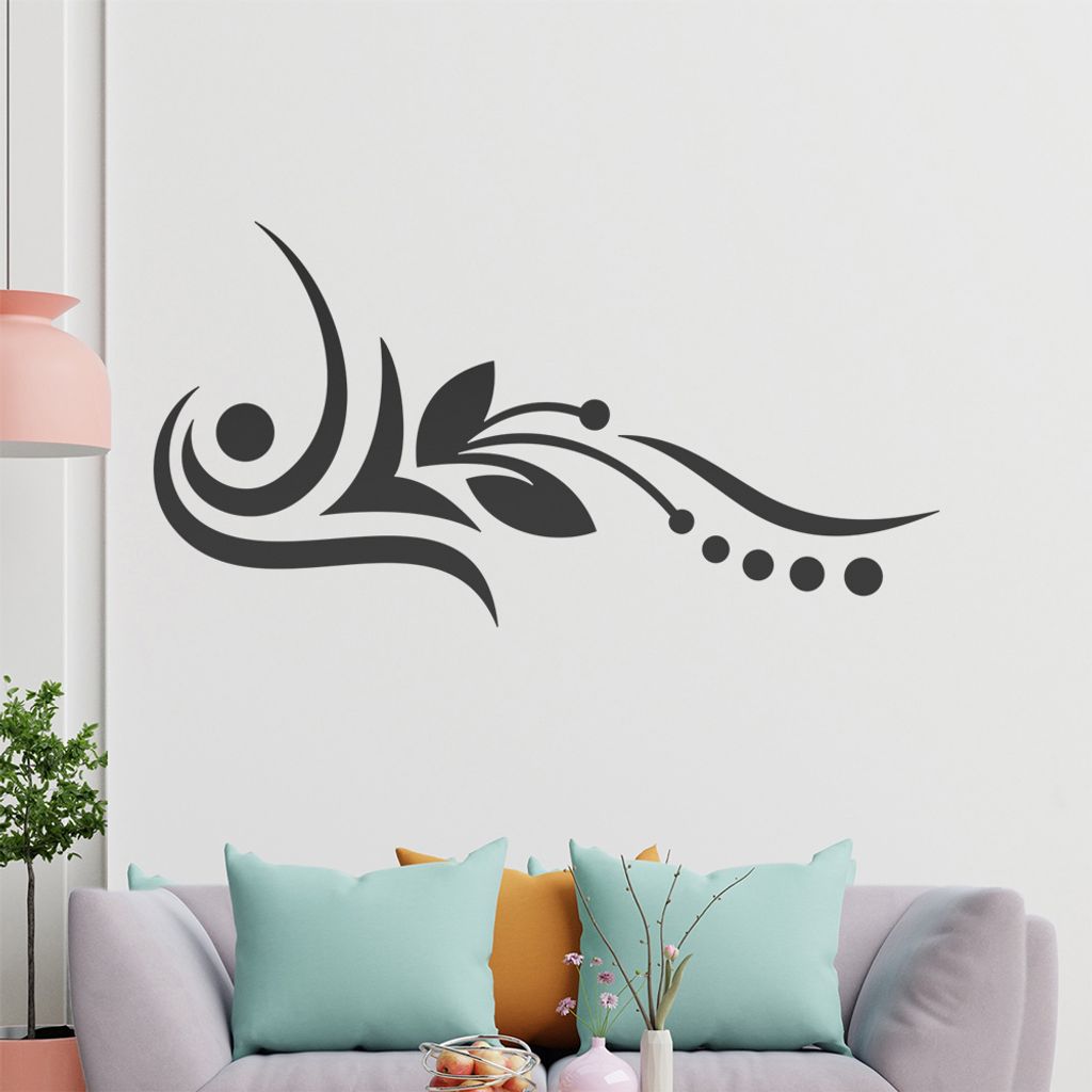 Blume - Linien Punkte Wandtattoo in 6 Größen - Wandaufkleber Wall Sticker - Dekoration, Küche, Wohnzimmer, Schlafzimmer, Badezimmer