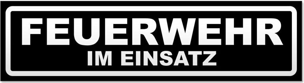 Kiwistar Feuerwehr im Einsatz invertiert Magnetschild Schild magnetisch - 45cm Schwarz - Magnetfolie für Auto PKW Kfz
