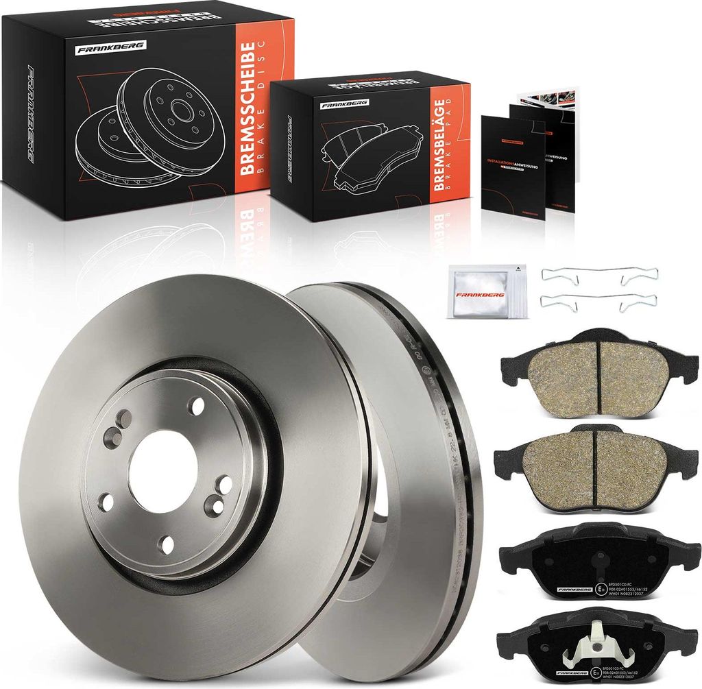 Frankberg 2x Bremsscheiben 4x Bremsbeläge Vorderachse für Renault Laguna II BG0/1 Laguna II Grandtour KG0/1