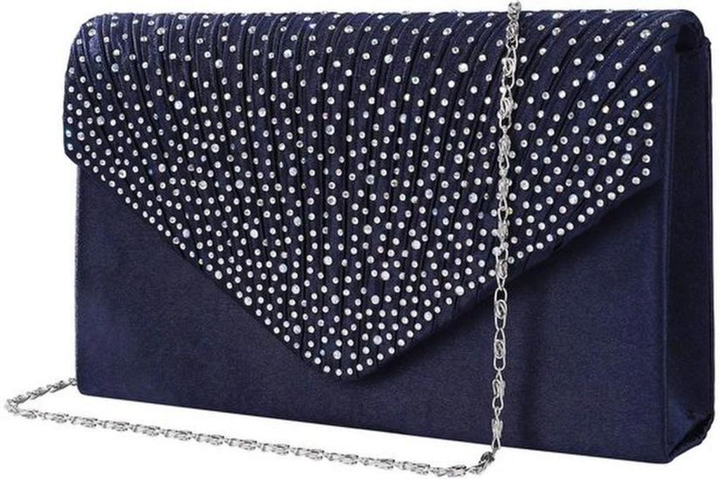 Edelsteinkette-Clutch in Satin