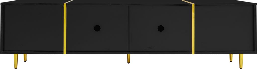 okwish TV-Schrank und Couchtisch Set,Hochglanzschwarz,Kaffeetisch,TV-Möbel Geeignet für Wohnzimmer, Schlafzimmer, Schwarz