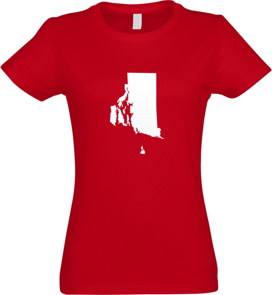 Kiwistar - T-Shirt tailliert - Damen - rot - USA - Bundesstaat - Rhode Island - mit Motiv Bedruckt - Funshirt Design - Sport - Freizeit - Damen - XL