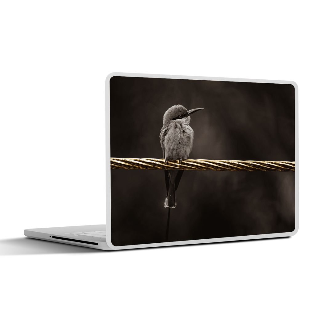 MuchoWow Laptop Aufkleber Sticker Cover Vogel - Schwarz - Gold 25x18 cm - Laptop-Deko