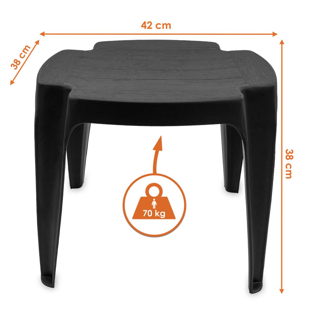 Kunststoff Gartenhocker 38x38 cm - anthrazit