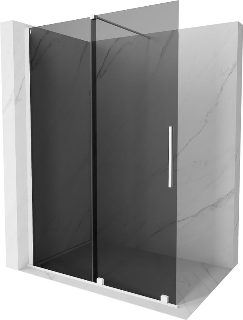 Mexen Velar Duschwand Walk-in 140 x 200 cm, grafit 8 mm, weiß - 871-140-000-43-20