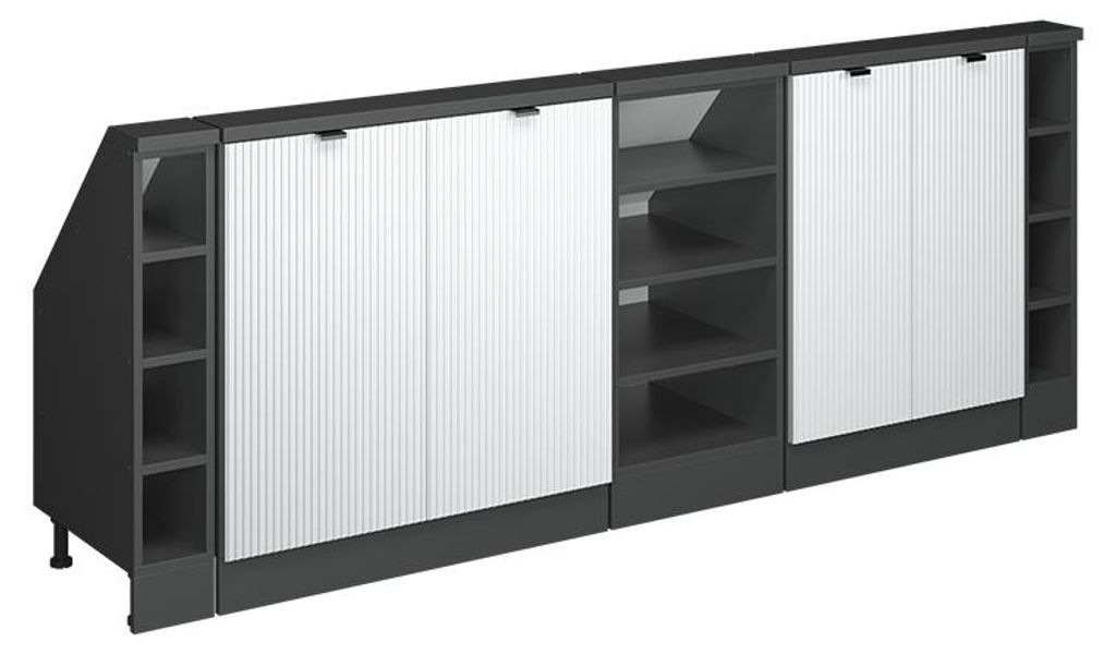 Vicco Dachschrägenschrank-Set Rion, 210 cm 5er Set, Weiß Riffel