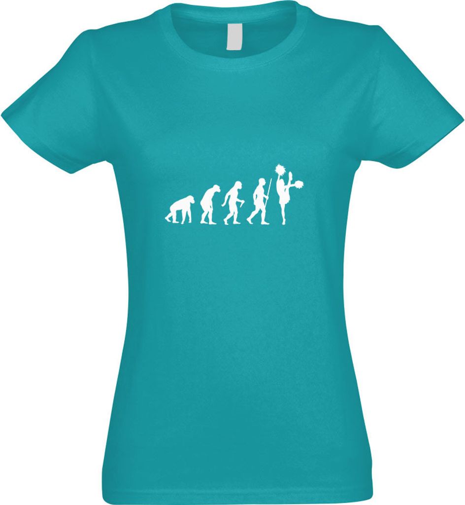 Kiwistar - T-Shirt tailliert - Damen - türkis - Cheerleader Evolution - mit Motiv Bedruckt - Funshirt Design - Sport - Freizeit - Damen - S