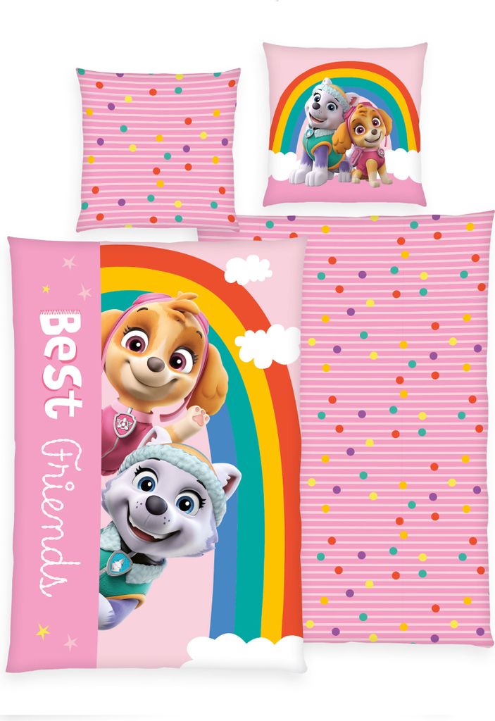 HERDING Paw Patrol Bettwäsche-Set ‘Rainbow’ – 135×200 cm, Produktbild 
