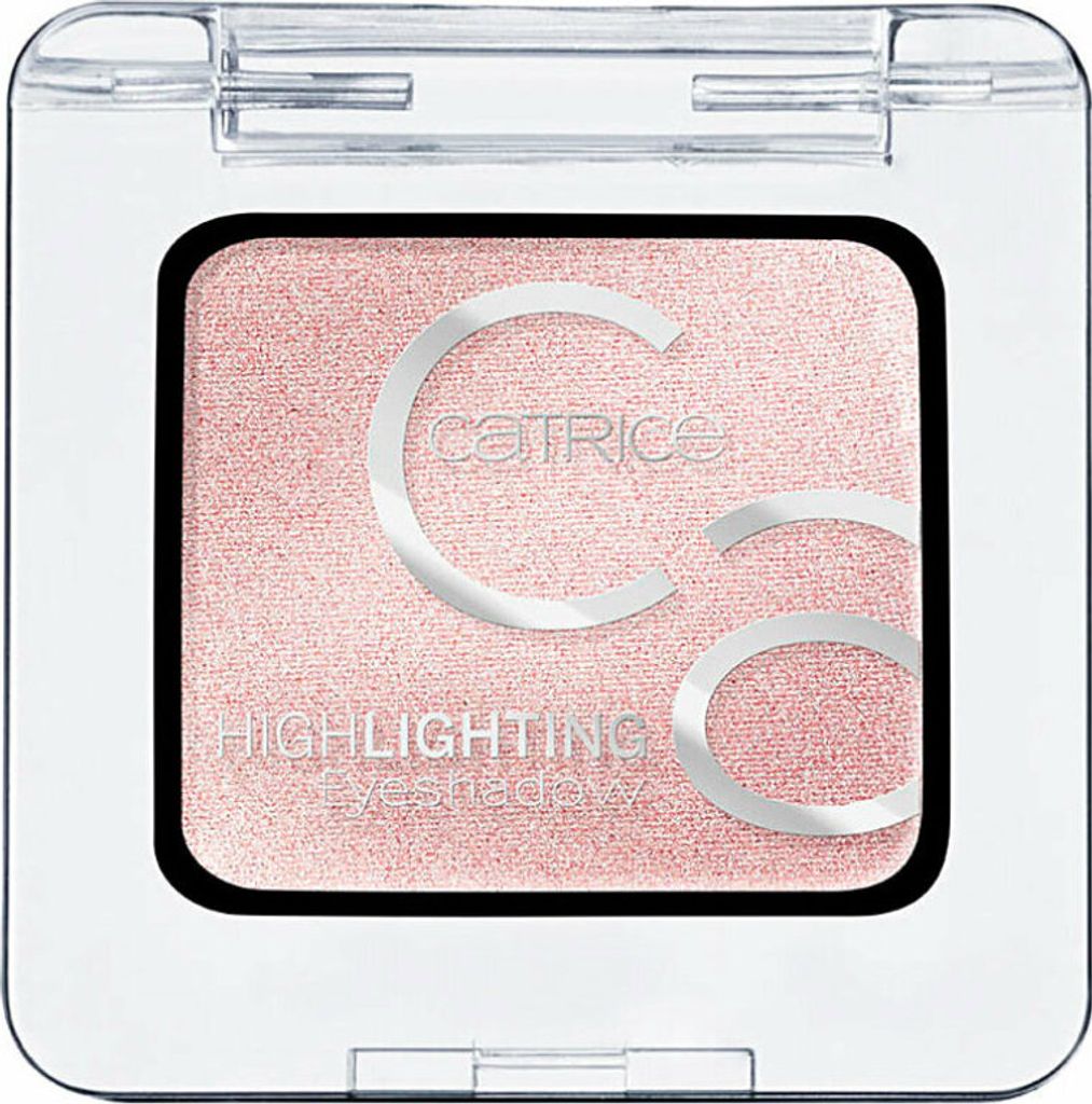 A single eyeshadow compact with a pink shimmery powder and the brand logo.