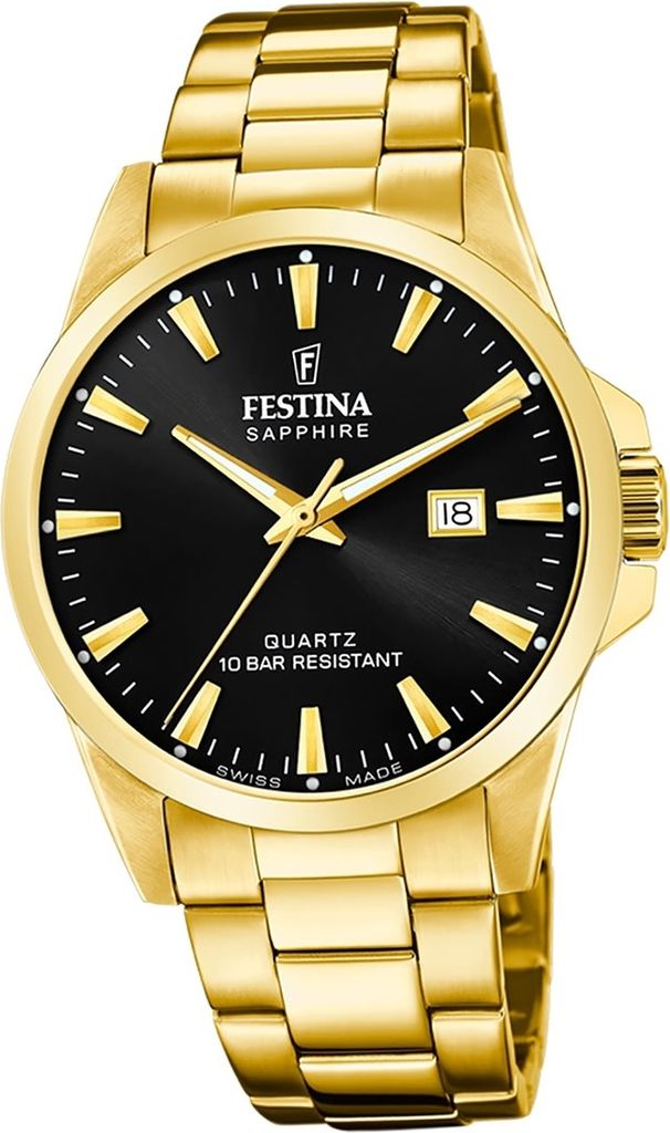Festina Herren Uhr Swiss Edelstahlarmband gold D2UF20044/6