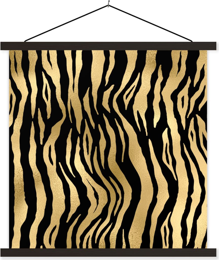MuchoWow Textilposter Muster - Zebra - Gold 90x90 cm mit schwarzem Rahmen - Magnetisches