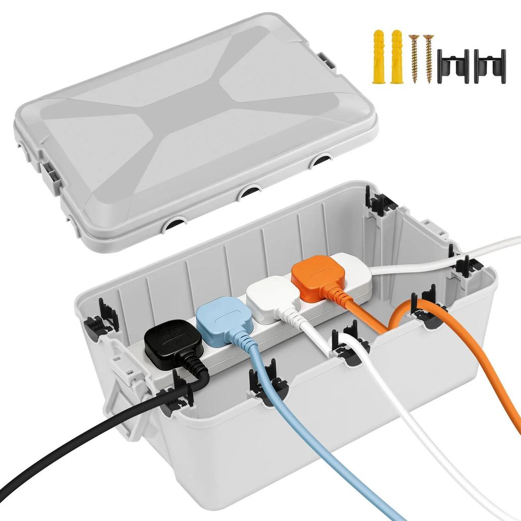 Outdoor Elektro-Verteilerdose - Kabel Anschlussbox - IP54 Wasserdicht - 7 Kabeleinführungen - 32x21,2x13,2 cm - Grau