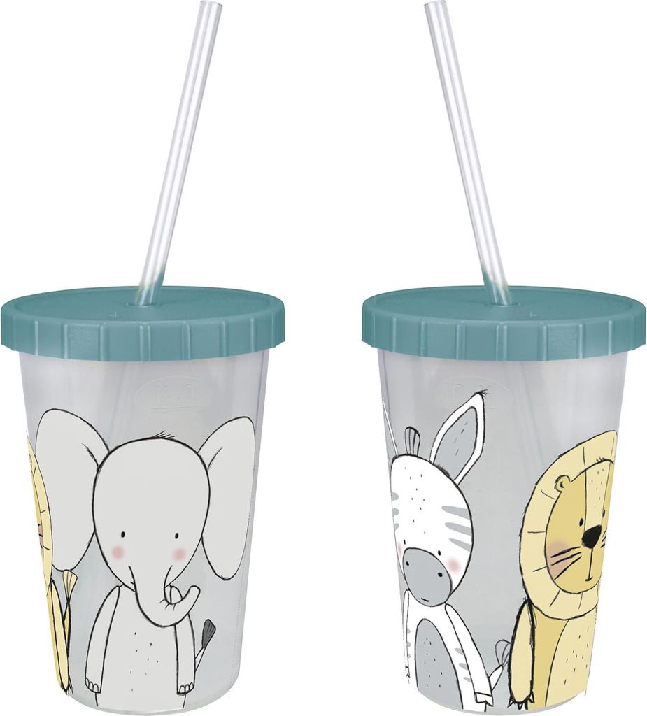 Kinder Trinkbecher 2er Set – 3Freunde Serie – 400 ml – mintfarbener Decke