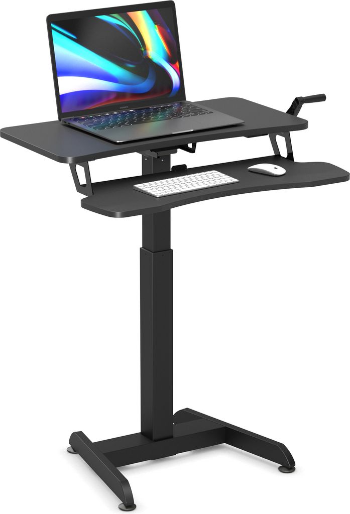 Worktrainer - Updesk High Kleiner Höhenverstellbarer Schreibtisch Handkurbel - Höhe 72-122cm - Breite 80cm - Schwarz - Neu