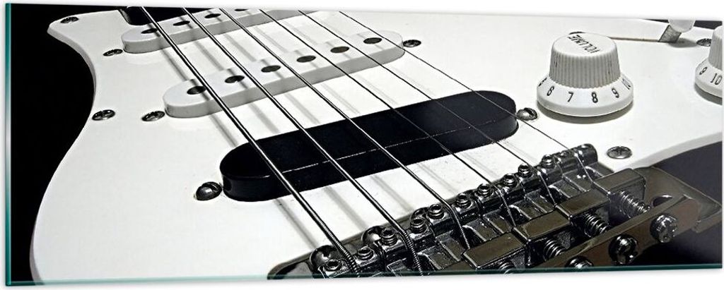 Bilder auf glas - E-Gitarre String Knopf - 90x30cm - Glasbilder - Wandbilder - Kunstdruck - zum Aufhängen bereit - Wanddekoration aus Glas - Glas ...