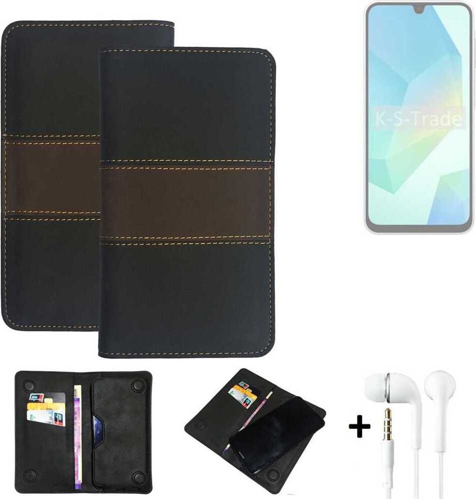 K-S-Trade Handyhülle + Kopfhörer kompatibel mit Samsung Galaxy A16 5G Schutzhülle Walletcase Bookstyle Tasche Schutz Case Hülle Wallet Cover