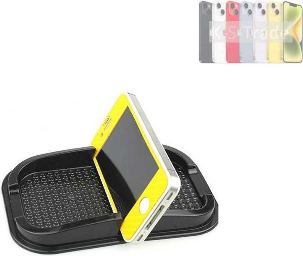 K-S-Trade Auto Anti Rutsch Matte Smartphone-Halter kompatibel mit Apple iPhone 15 Plus Haft Pad Armaturenbrett Handy-Halterung Silikon