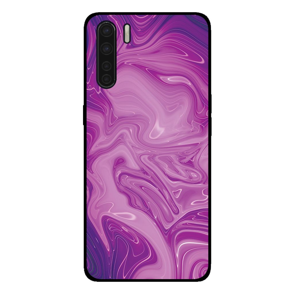 Smartphonica Handytasche für OPPO A91 mit Marmordruck - TPU Rückseite Fall Marmor Design - Lila