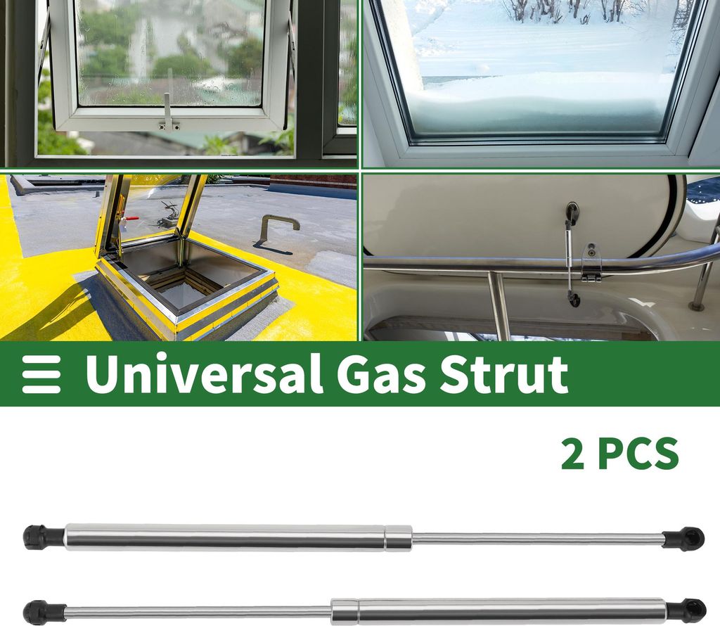 Universelle Edelstahl-Liftunterstützungsstreben Kunststoff-Endbefestigung Gasfeder 17 Zoll/430 mm 35 Pfund/160N/16 kg Edelstahl Silberton 2 Stück