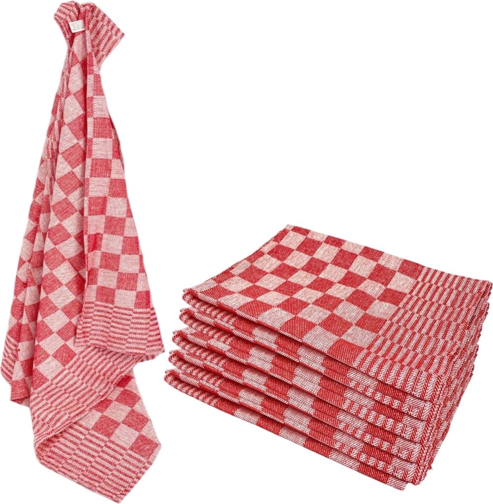 Károvaná utěrka - bavlna - 65 x 65 cm - červená - 6 kusů Obrázek produktu 
