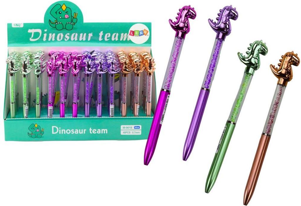 Dinosaurier-Kugelschreiber, Diamanten, blaue Mine, 0,7 mm, Mix