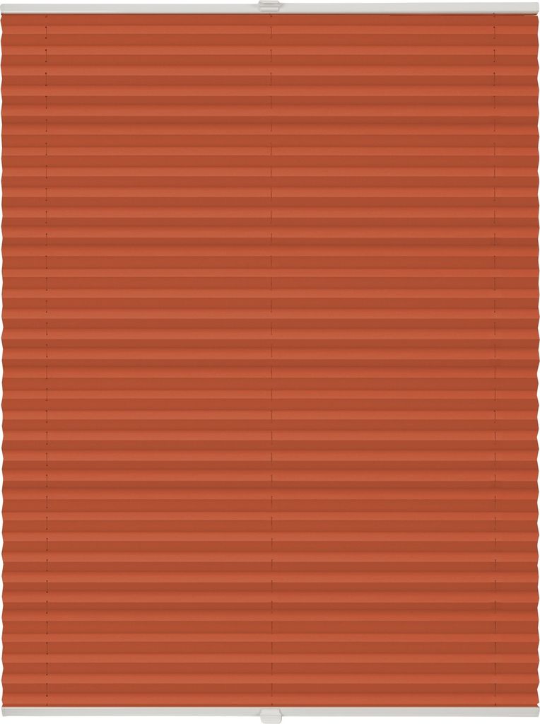Plissee auf Maß Thermo Basic Klemmfix ohne Bohren Verdunkelnd Farbe: Orange, Größe: B): 41-50 cm, H): 151-200 cm